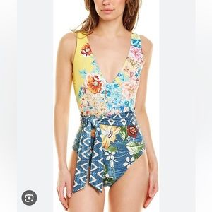 JOHNNY WAS “Nessa” tie-front swimsuit. Worn once. Size S.